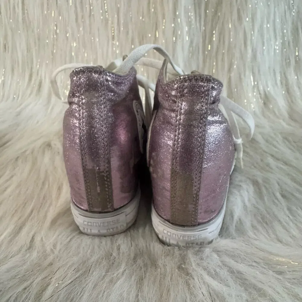 Converse Womens CTAS Lux Mid Wedge Sneakers Shoes Pink 556779C Textile 6.5